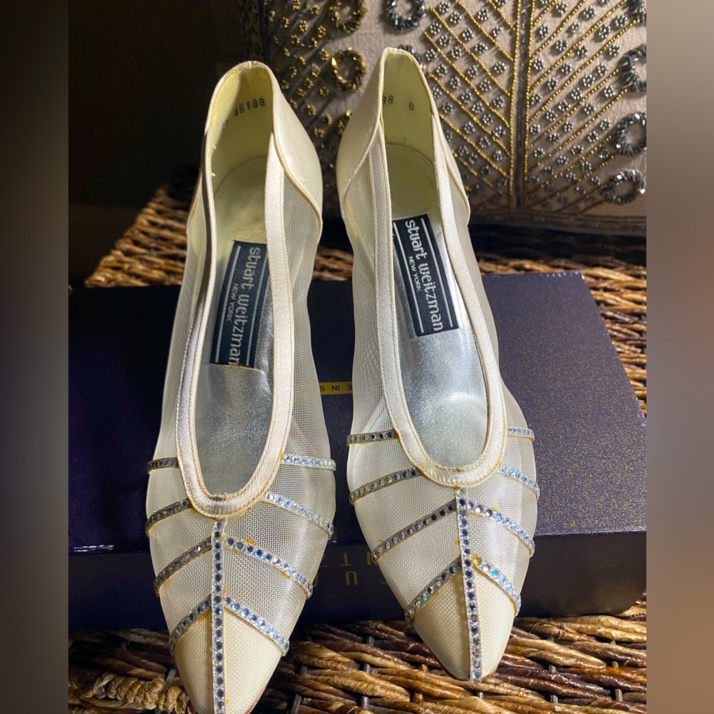 Stuart Weitzman Vintage Heels with Silver Sequins